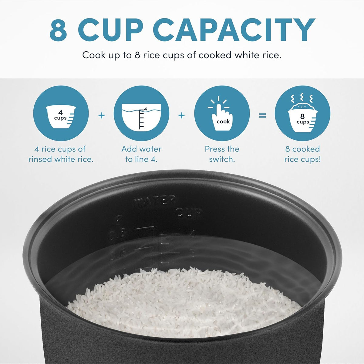 ® Corecoat™ Digital Rice Cooker & Steamer for Brown Rice with Nonstick Ceramic Coating (8 Cups Cooked, 4 Cups Uncooked)