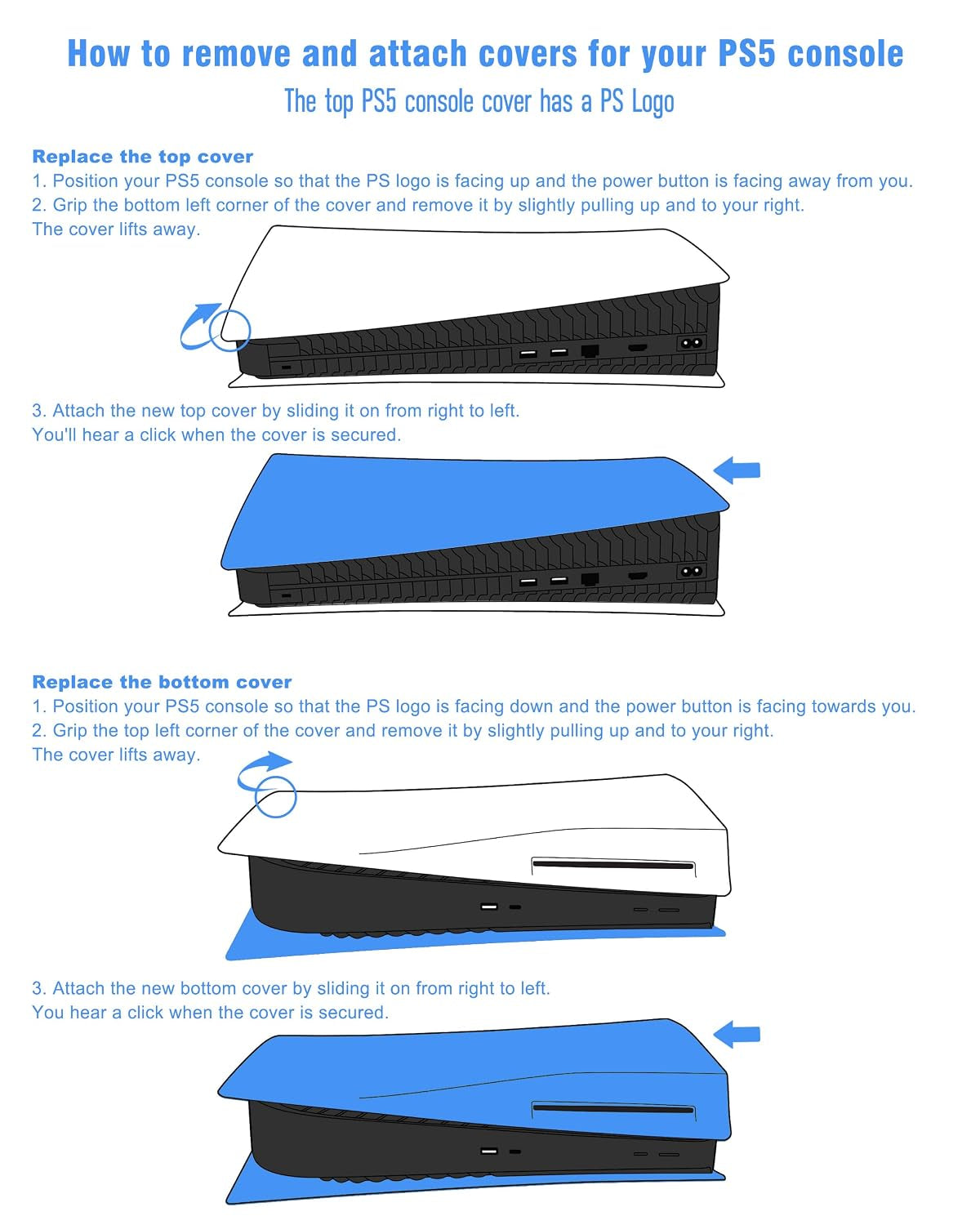 Faceplate for PS5 Disc Edition, Anti-Scratch Dustproof Plates Replacement Cover Skin Accessories Compatible with PS5 Console with a Disc Drive, Starlight Blue, 2020 Standard Version