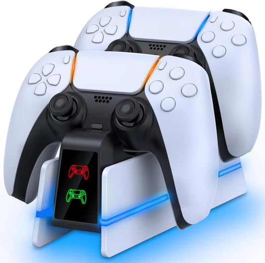 Charger Station for PS5 Controller - Charging Station for Dualsense/Edge Controller with 9 Color Led Light, Fast Charging Dock & Holder Charger Stand for PS5 Remote Accessories
