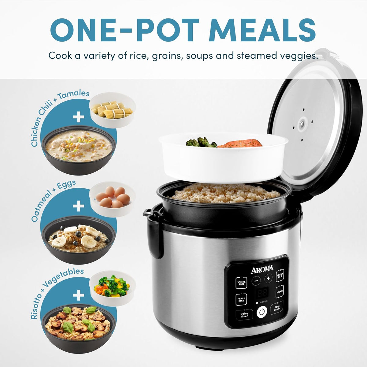® Corecoat™ Digital Rice Cooker & Steamer for Brown Rice with Nonstick Ceramic Coating (8 Cups Cooked, 4 Cups Uncooked)