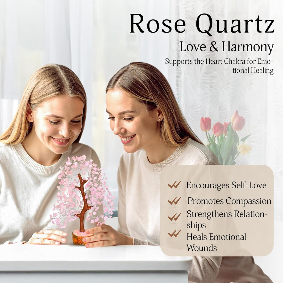 Rose Quartz Crystal Tree | Pink Chakra Tree | Healing Crystals | Meditation Room Decor | Spiritual Decor | Birthday Gift for Women | Spiritual Healing Gifts | 10 Inch
