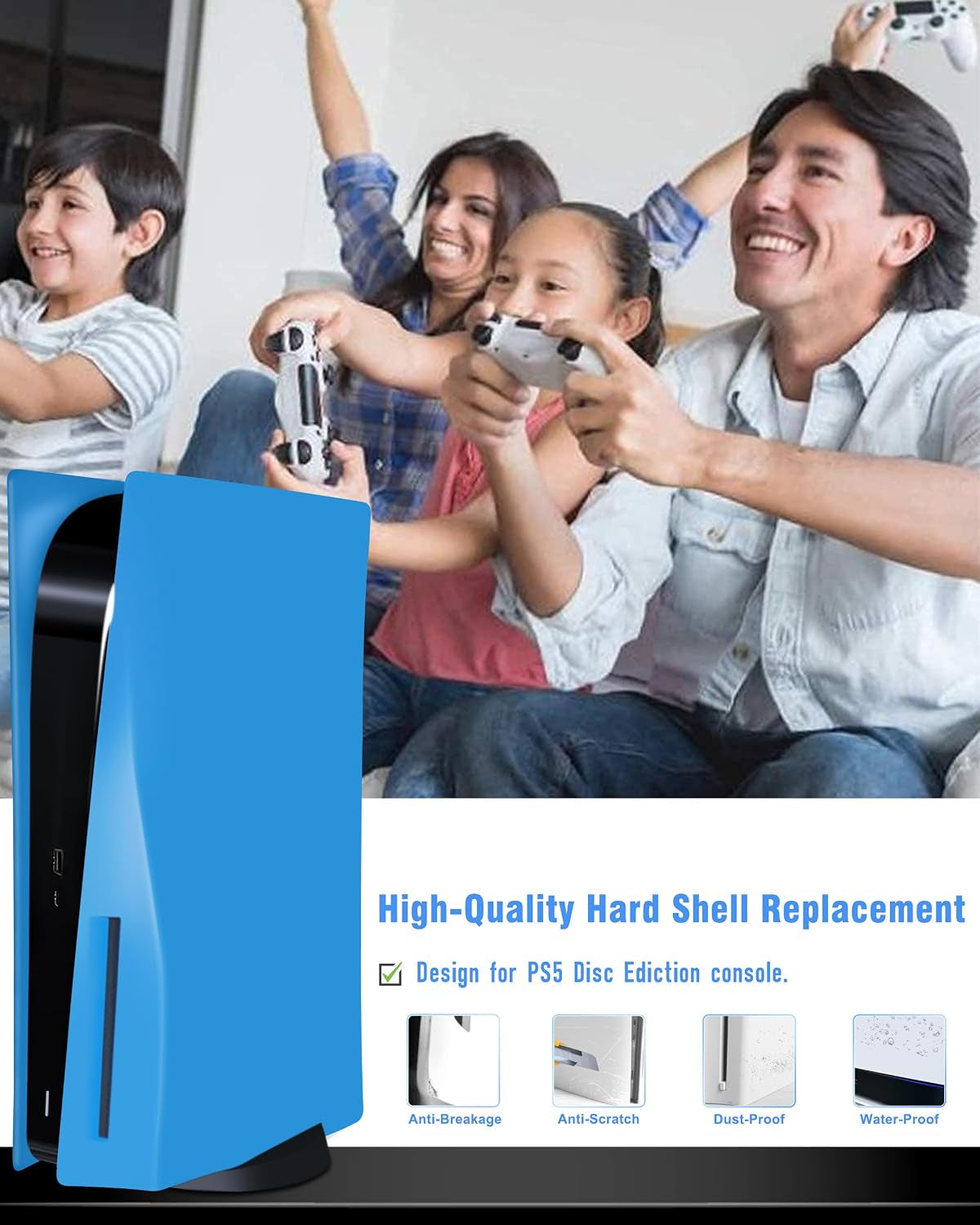 Faceplate for PS5 Disc Edition, Anti-Scratch Dustproof Plates Replacement Cover Skin Accessories Compatible with PS5 Console with a Disc Drive, Starlight Blue, 2020 Standard Version