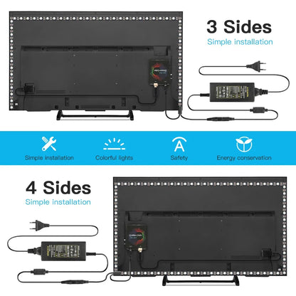 1/2/3/4/5M Ambient Android TV Backlight Dream Screen HDTV Computer Monitor USB LED Strip Addressable Ws2812B LED Strip Full Set