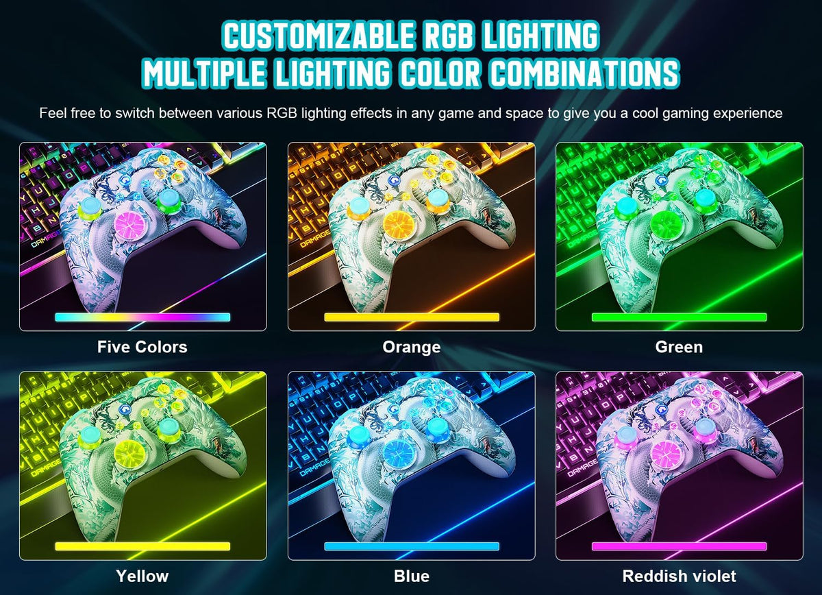 Wireless Gaming Controller Replacement for Xbox One, Xbox Series X|S, Xbox One S|X Controller with Hall Triggers, Hall Joysticks, Adjust RGB Light, Marco, Turbo, Audio Jack