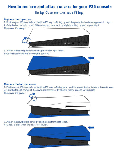 Faceplate for PS5 Disc Edition, Anti-Scratch Dustproof Plates Replacement Cover Skin Accessories Compatible with PS5 Console with a Disc Drive, Blue, 2020 Standard Version