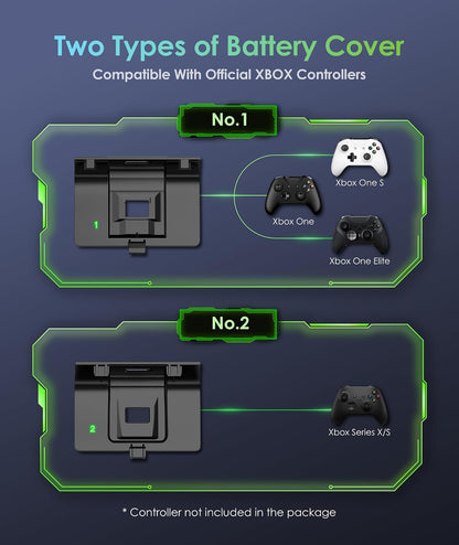 Rechargeable Xbox Battery Pack Compatible with Xbox Series X|S, Xbox One/One S/One X/Elite Controllers, 1400Mah Xbox Controller Battery Pack Rechargeable with 2 Covers+Usb Cable, Play While Charging