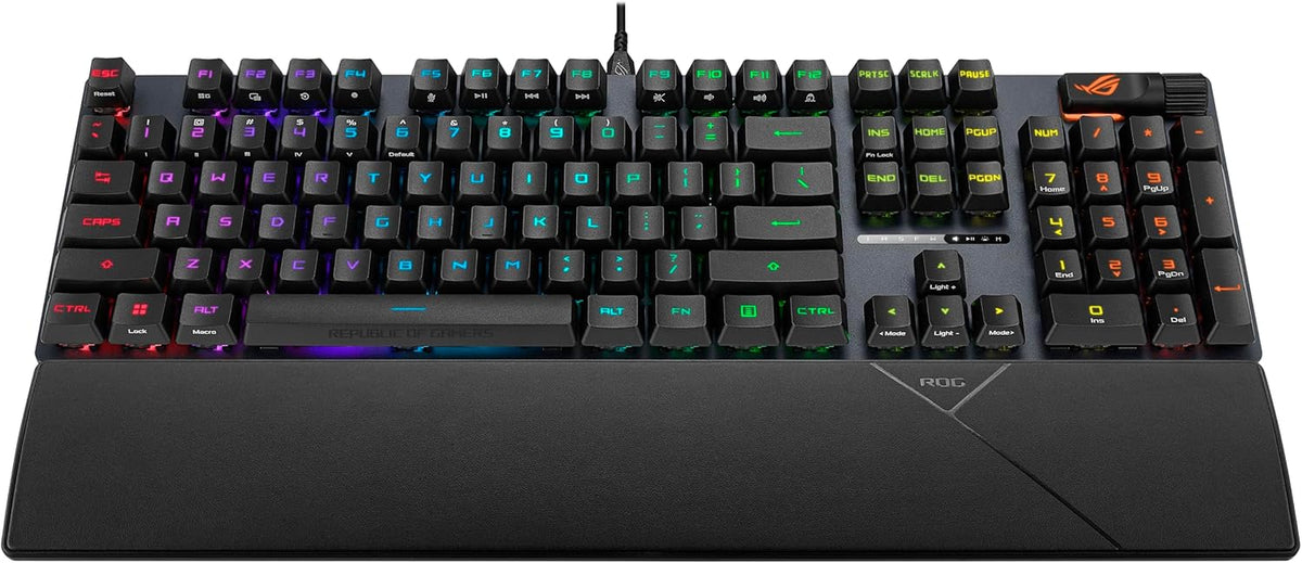 ASUS ROG Strix Scope II Gaming Keyboard, Pre-Lubed ROG RX Red Linear Optical Switches, Sound-Dampening Foam, PBT Doubleshot Keycaps, Streaming Hotkeys, Multi-Function Controls, Wrist Rest