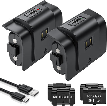 Rechargeable Controller Battery Pack for Xbox,2X4800Mwh(2000Mah) Batteries Pack with USB-C Charging Cable for Xbox Series S|X/X-Box One S/X/ Elite Remote Play and Charge Kit with 4 Cover(2 Pack)
