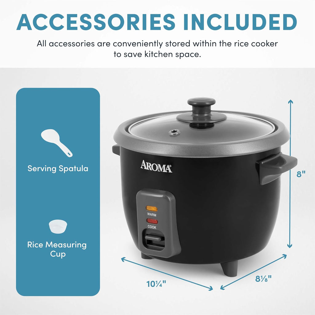 Housewares 1.5Qt. Rice & Grain Cooker (Arc-363Ngb),Black,6-Cup Cooked / 3-Cup Uncooked