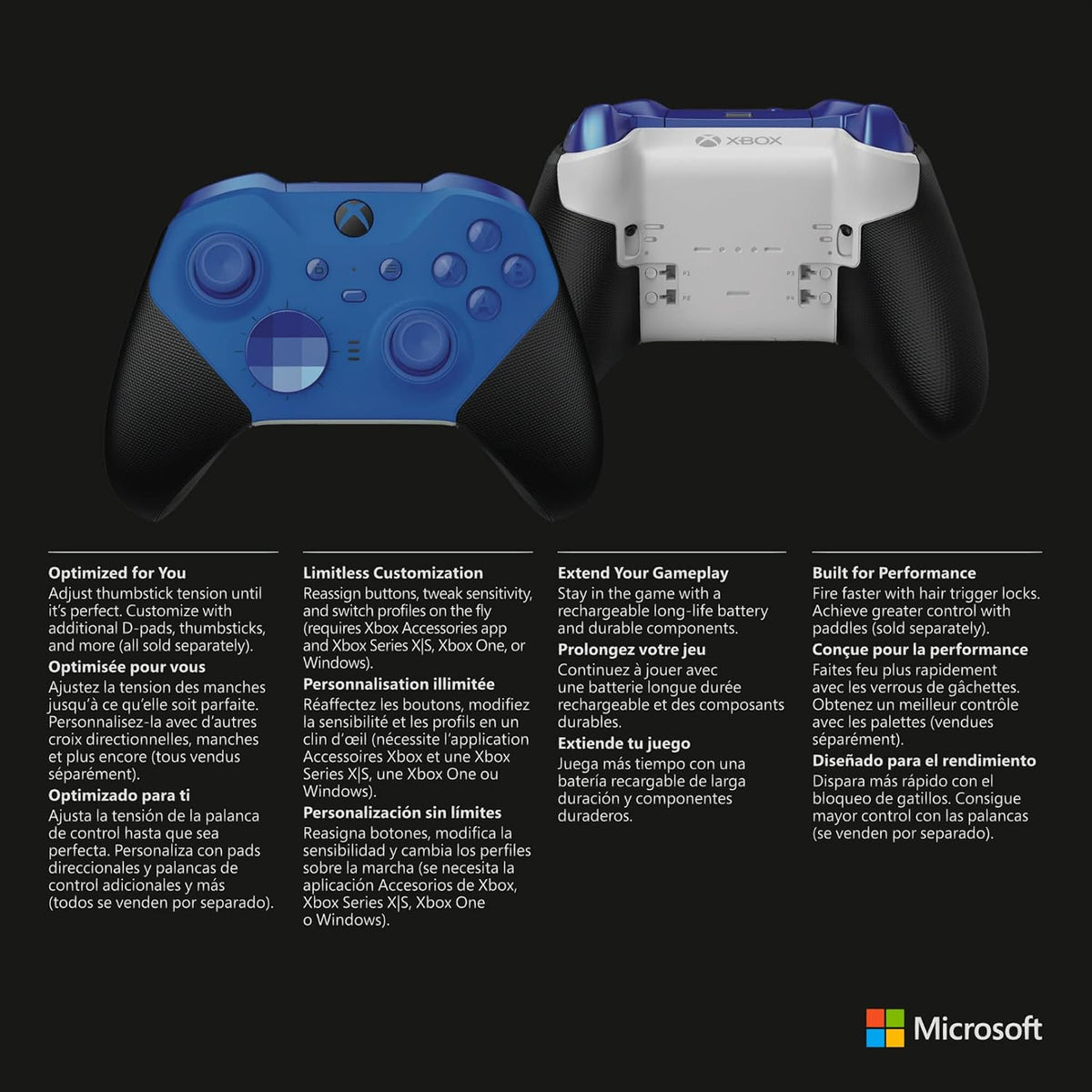 Xbox Elite Series 2 Core Wireless Gaming Controller – Blue Series X|S, One, Windows PC, Android, and Ios