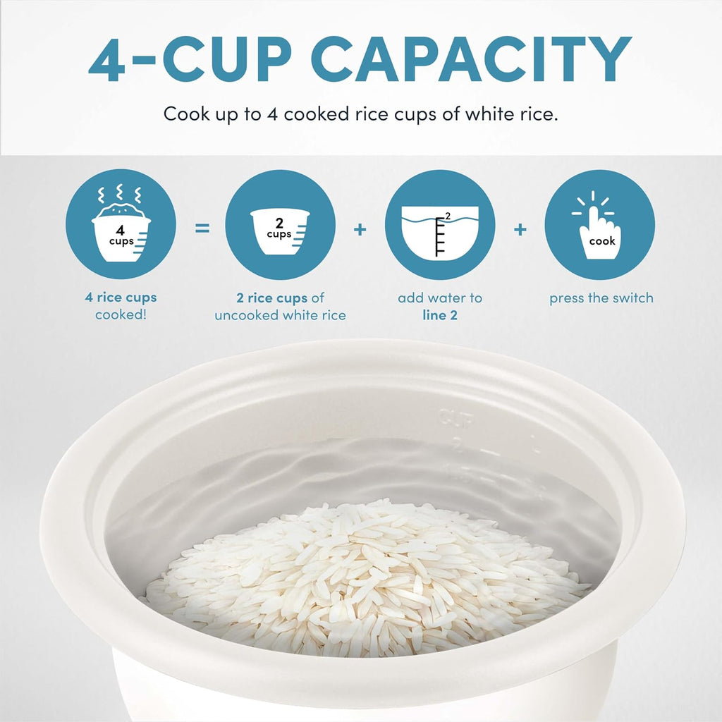 ® Mini Rice Cooker, 2-Cup (Uncooked) / 4-Cup (Cooked), Grain Cooker, Soup Maker, Oatmeal Cooker, Auto Keep Warm, 1 Qt, Milk Tea, ARC-302NGMT