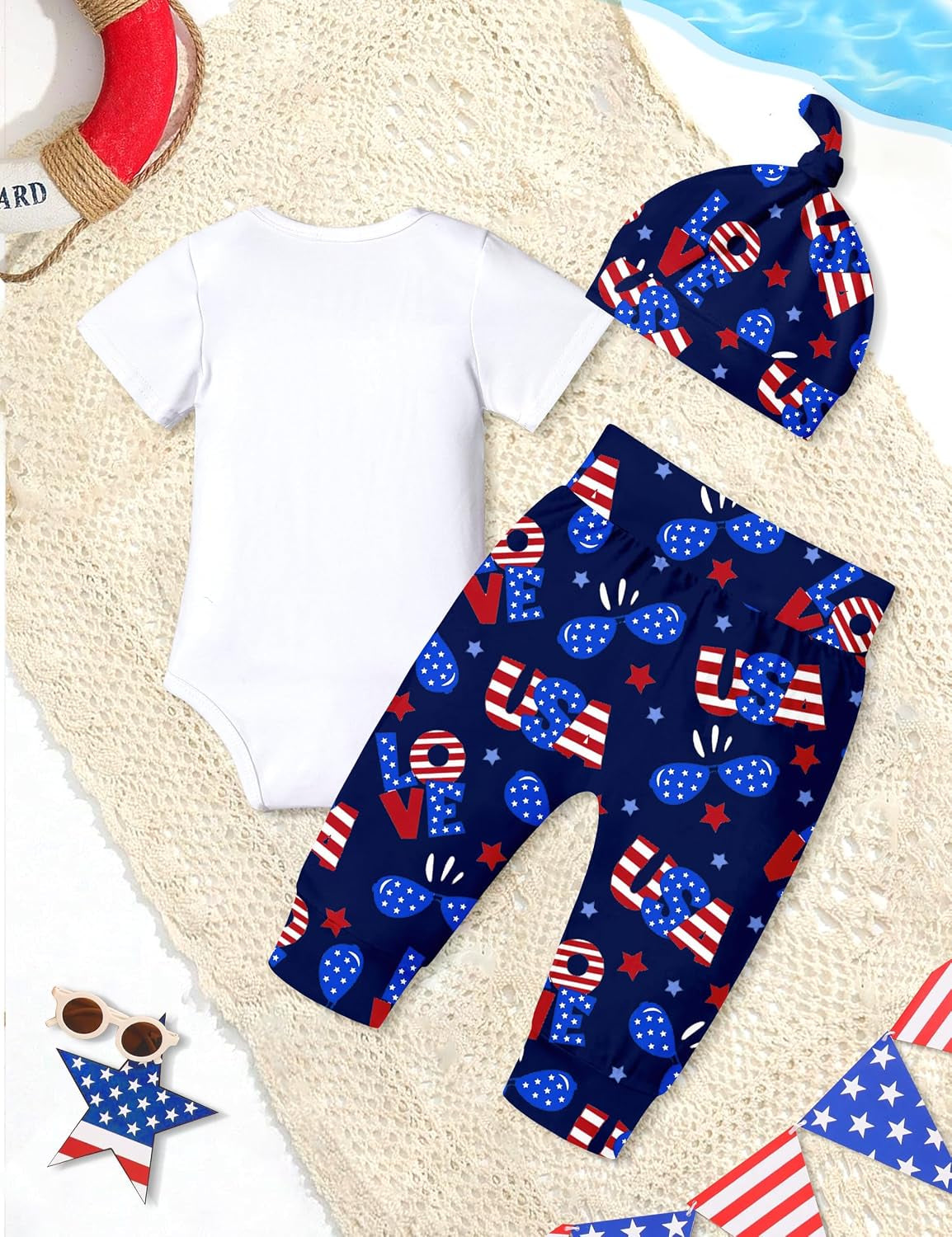 Newborn Baby Boy Clothes New to the Crew Letter Print Romper+ Pants+Hat 3PCS Outfit