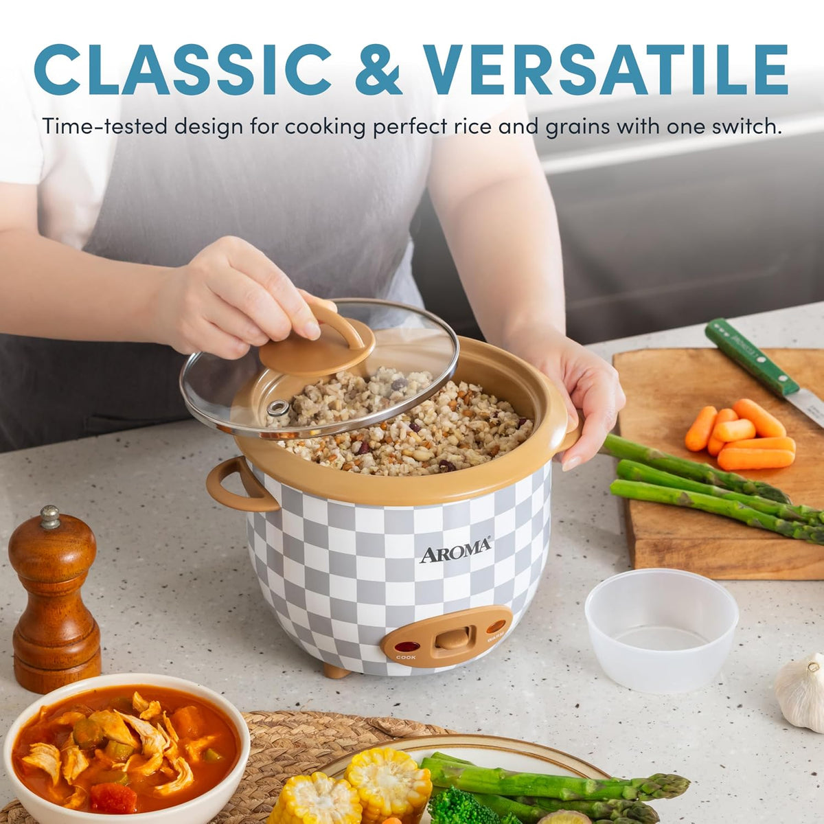 ® 6-Cup (Cooked) One-Touch Pot Style Rice Cooker with Corecoat™ Pfas-Free Nonstick Ceramic Surface (1.5 Quarts)
