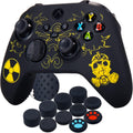 Silicone Rubber Back Dots Carving Customizing Skin Cover for Xbox Series X/S Controller X 1(Radiation Yellow) with Pro Thumb Grips X 10
