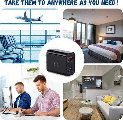 Quick Fast Charge 3.0 USB Wall Charger, 5 Pack 30W Dual USB Power Adapter