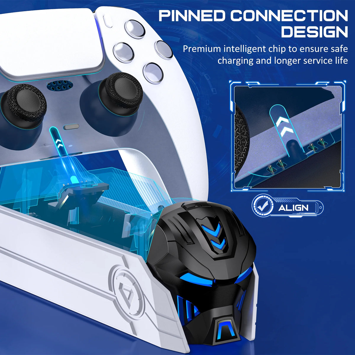 PS5 Controller Charger Station, Dual Fast Charging Dock for PS5 Dualsense Controller, PS5 Accessories
