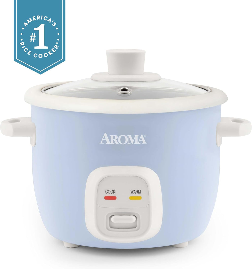 ® Mini Rice Cooker, 2-Cup (Uncooked) / 4-Cup (Cooked), Grain Cooker, Soup Maker, Oatmeal Cooker, Auto Keep Warm, 1 Qt, Blue, ARC-302NGBL