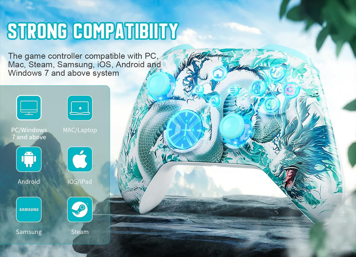 Wireless Gaming Controller Replacement for Xbox One, Xbox Series X|S, Xbox One S|X Controller with Hall Triggers, Hall Joysticks, Adjust RGB Light, Marco, Turbo, Audio Jack