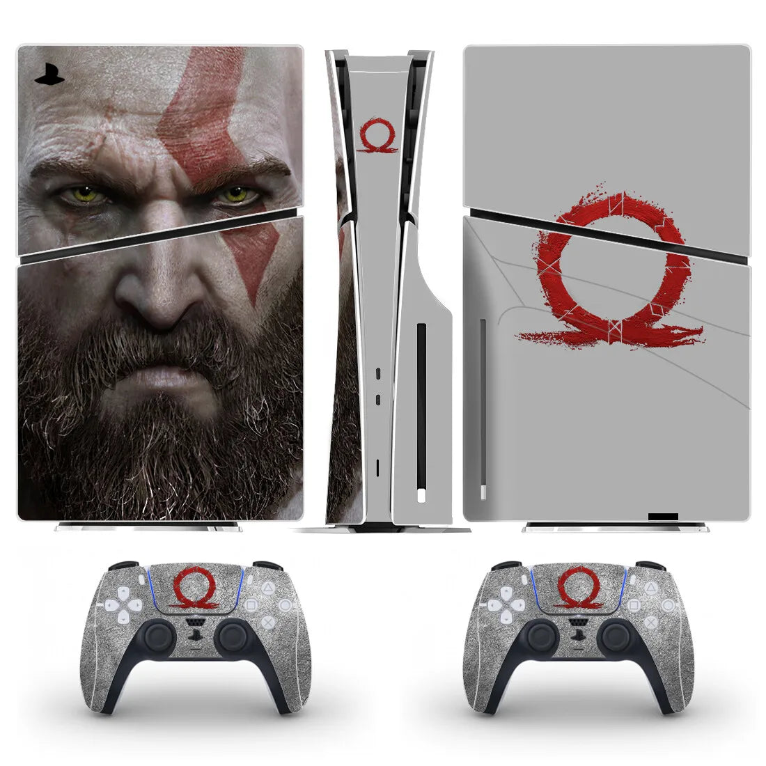 God of War Kratos Game PS5 Slim Disc Skin Sticker Decal Cover for Console and 2 Controllers New PS5 Slim Disk Skin Vinyl