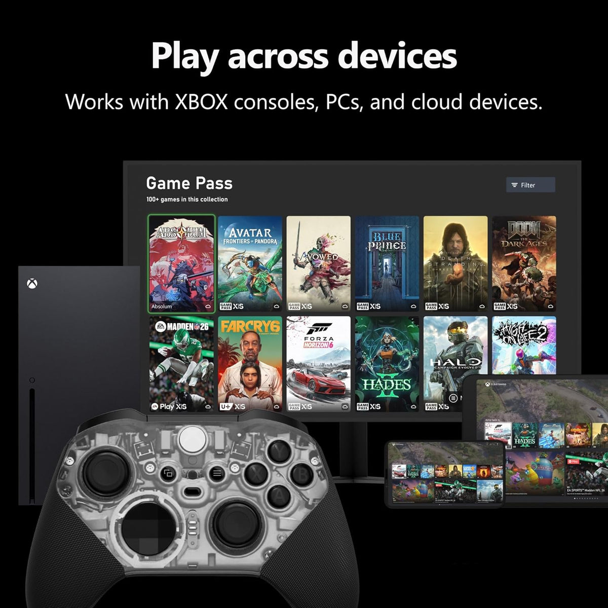 Xbox Wireless Gaming Controller | Elite Series 2 Core | Translucent Black | Consoles, Pcs, Tvs, Mobile, and More | Adjustable Thumbsticks | Trigger Locks