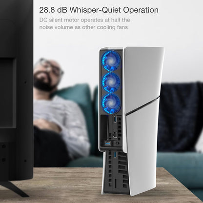 Cooling Fan for PS5 Slim, Upgraded Quiet Cooler Fan with LED Light