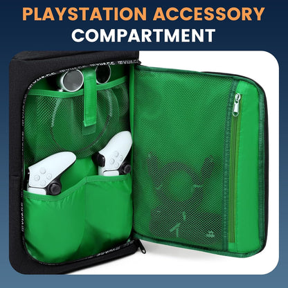 Travel Backpack for PS5, Protective Carrying Case Bag for 17.3’’ Laptop, Controllers, Game Discs and More Gaming Accessories, PS5 Carrying Case with Multiple Pockets (Black)