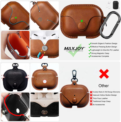 for Airpods Pro 1St/2Nd Case Leather with Keychain, Brown