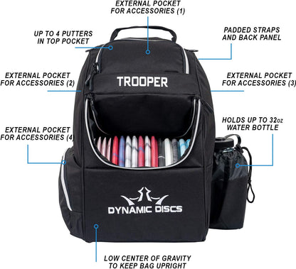 Dynamic Discs Trooper Disc Golf Backpack, Holds 18+ Discs